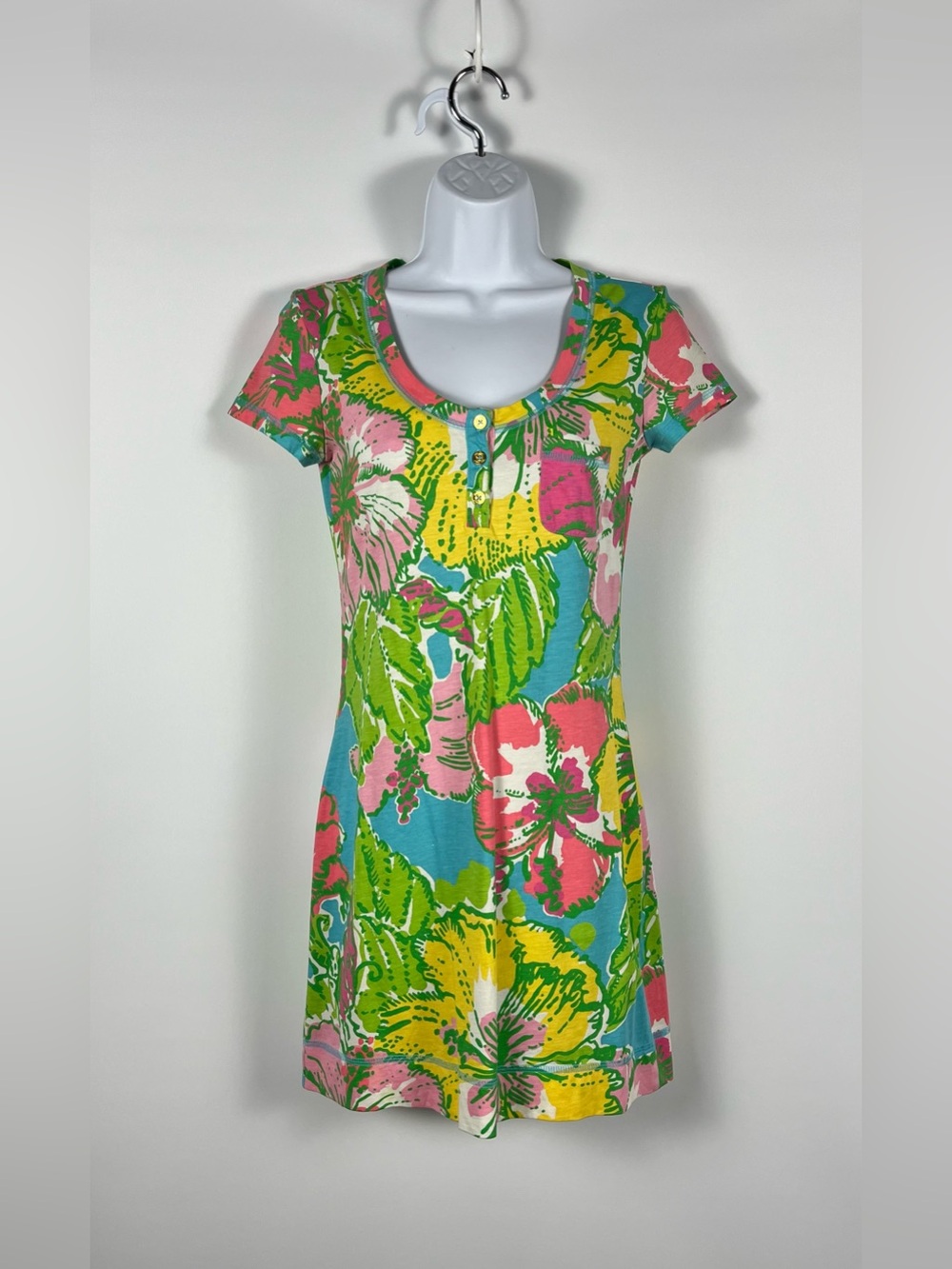 Lilly Pulitzer Britton Henley Dress Size XS Tropical Flower Print